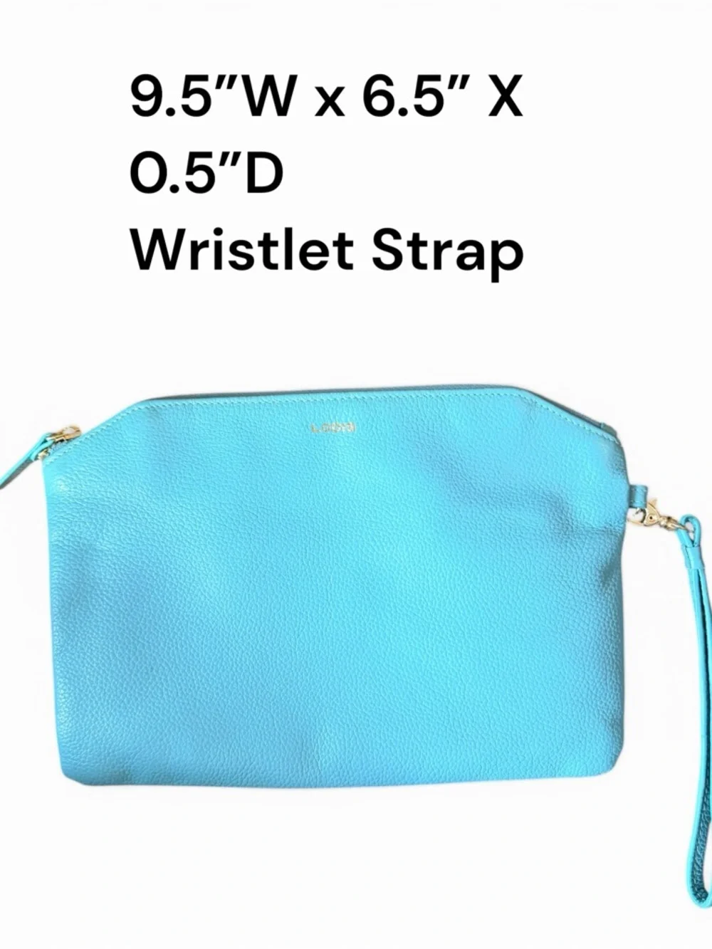 LODIs Turquoise Leather Wristlet Clutch Zip Pouch Blue Travel Wallet Minimalist